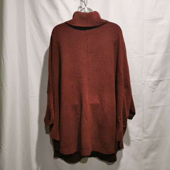 Rust Brown 3/4 Sleeve Batwing Oversized Tunic Style Turtleneck Size 20 NWOT #176 - Picture 3 of 8